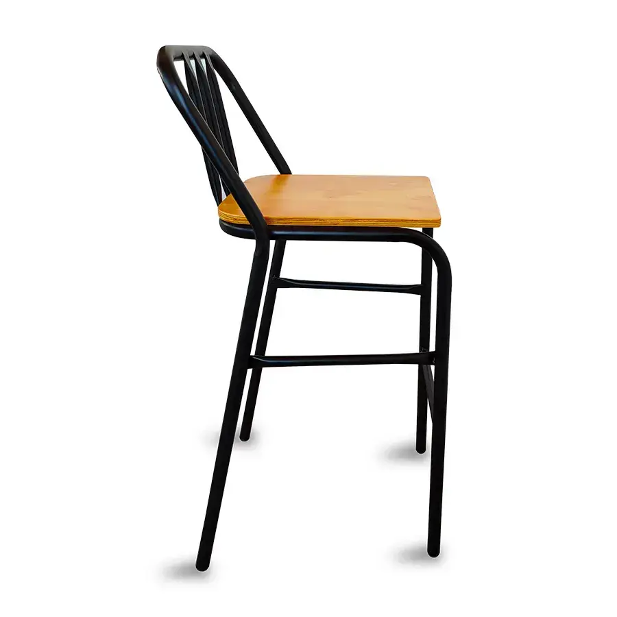 banco nisso negra respaldo tubular aciento de madera perfil.webp