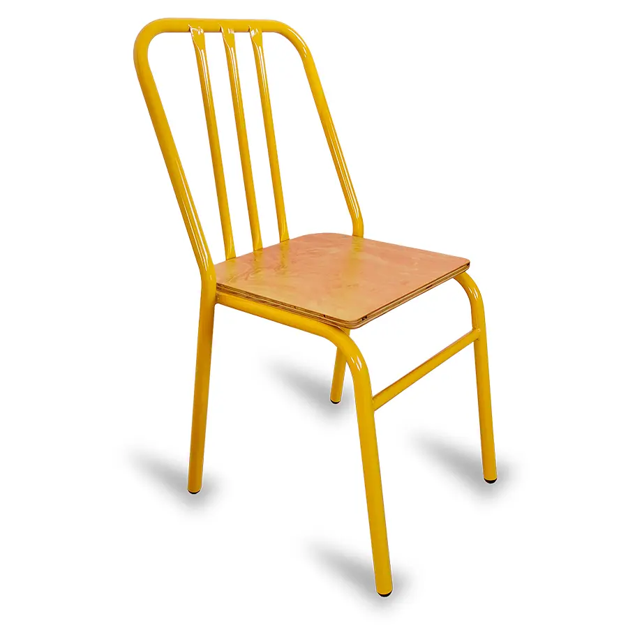 silla nisso amarilla respaldo tubular aciento de madera lado.webp