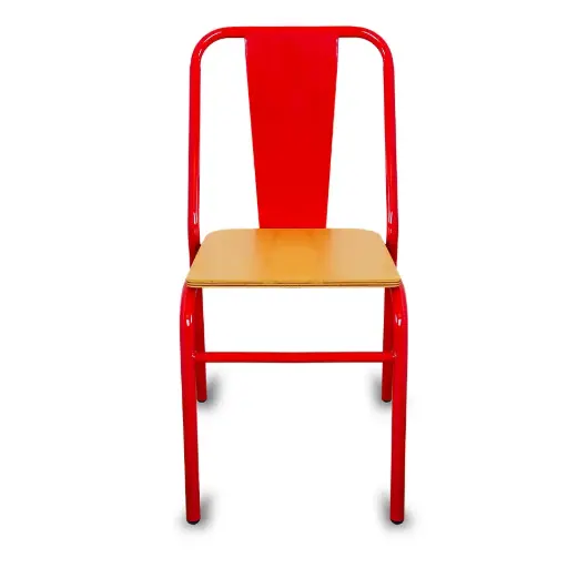 Silla de Metal Nisso Resp. Liso Asiento Triplay para Restaurantes Bares y Cafererias  